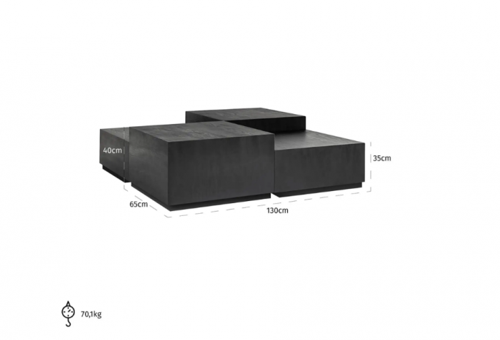 Set 4 masute Tetrad, negru, lemn furniruit, 130 x 40 cm [3]