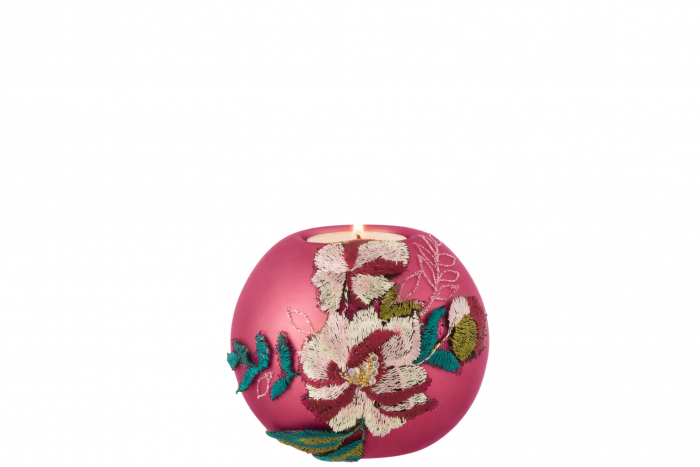 Set 4 suporturi pentru lumanari Jolipa, Sticla, Fuchsia, 10x10x9 cm [2]