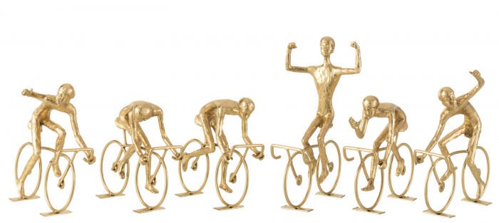 Set 6 figurine Cyclists, Rasina, Auriu, 21.5x8x18.5 cm