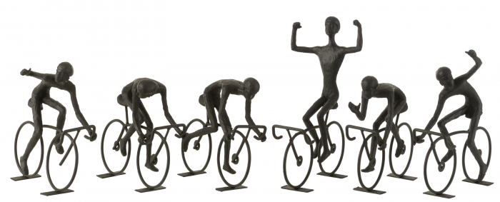 Set 6 figurine Cyclists, Rasina, Negru, 21x12.5x27 cm