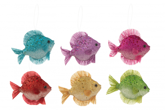 Set 6 ghirlande Fish, Material sintetic, Multicolor, 13x10x3