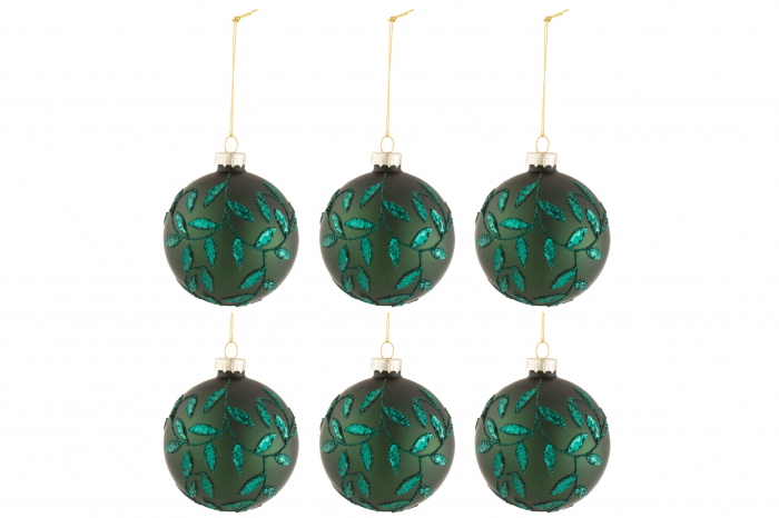 Set 6 globulete, Sticla, Verde, 8x8x8 cm