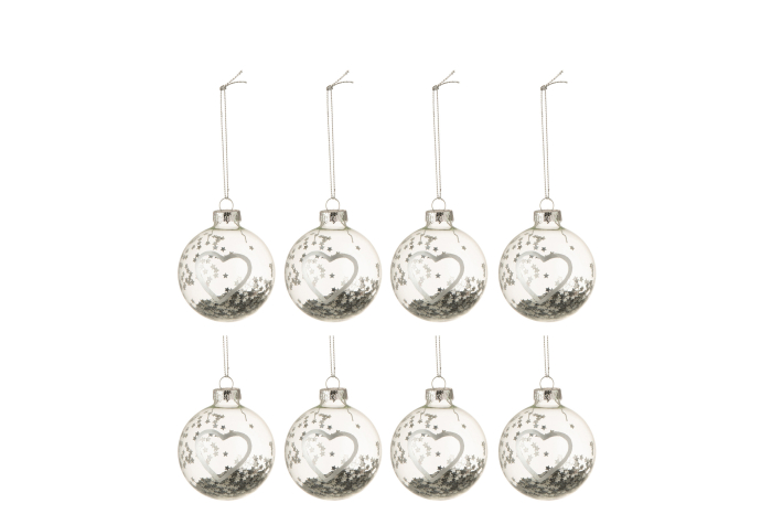 Set 8 globulete, Sticla, Argintiu, 6x6x6 cm [1]