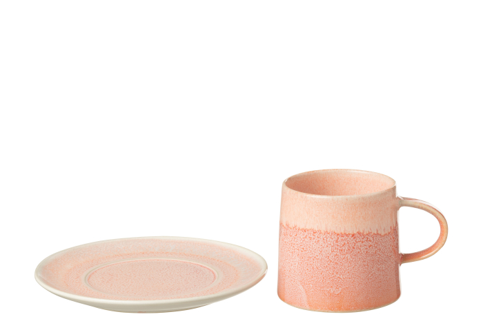 Set ceasca cu farfurie, Lara, Porţelan, Somon [2]