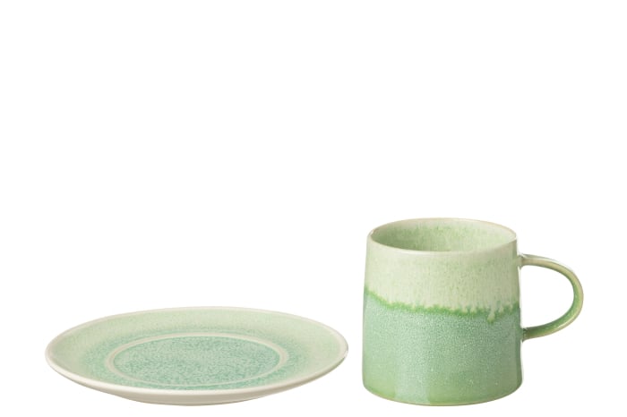 Set ceasca cu farfurie, Lara, Porţelan, Verde [2]