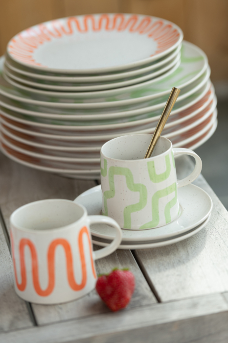 Set ceasca cu farfurie, Porţelan, Orange [4]