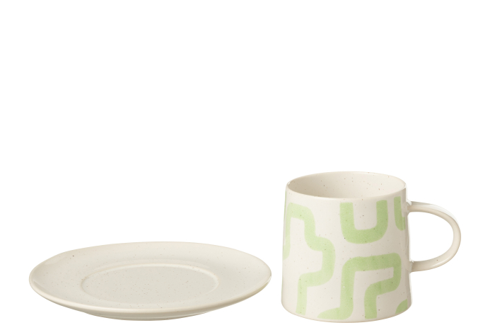 Set ceasca cu farfurie,Porţelan, Verde [3]