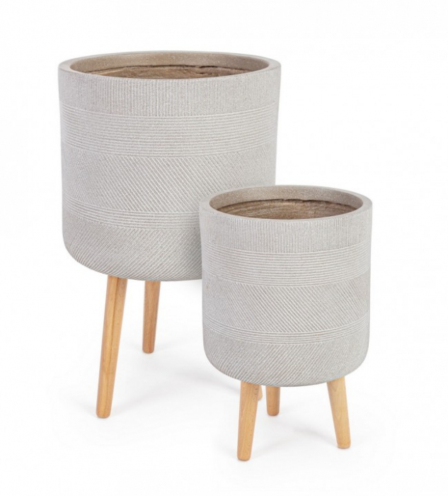 Set de 2 ghivece Rigo, Lut, Alb, 30/37x46/61 cm [2]