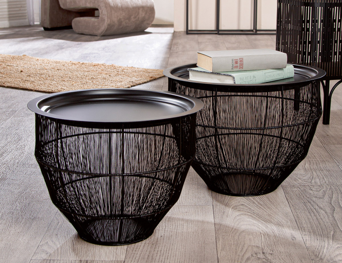 Set de 2, Masa laterala, rotunda, Strive, Metal, negru, PU 1, set de 2 [4]