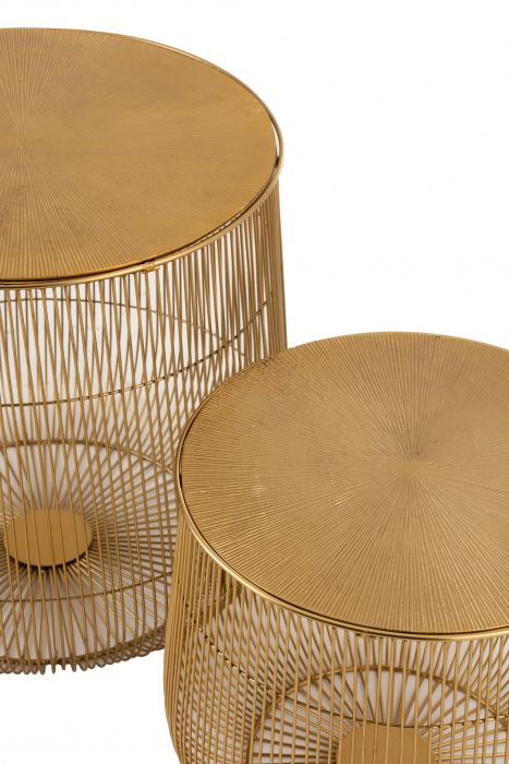 Set de 2 masute Basket, Metal, Auriu, 47x47x46.5 cm [3]