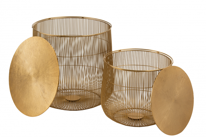Set de 2 masute Basket, Metal, Auriu, 47x47x46.5 cm [4]