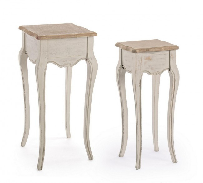 Set de 2 masute de cafea Clarisse, Lemn, Bej, 26/36x26/36x62/79 cm [2]
