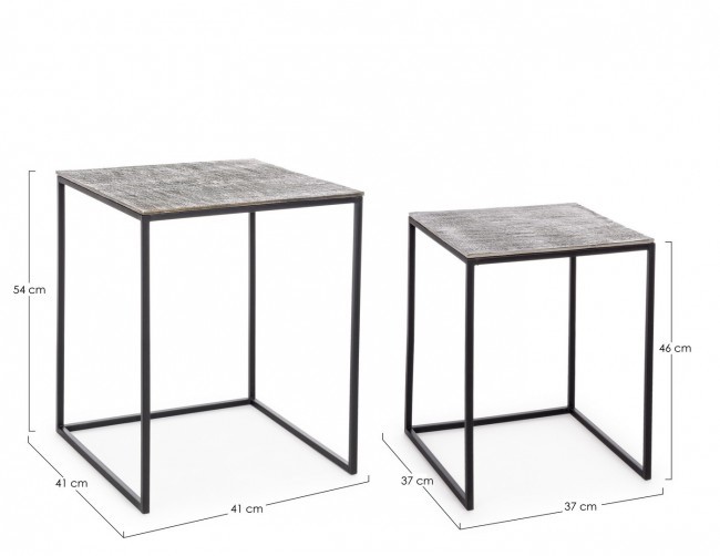 Set de 2 masute de cafea Tahir, Metal, Gri, 37/41x37/41x46/54 cm [2]