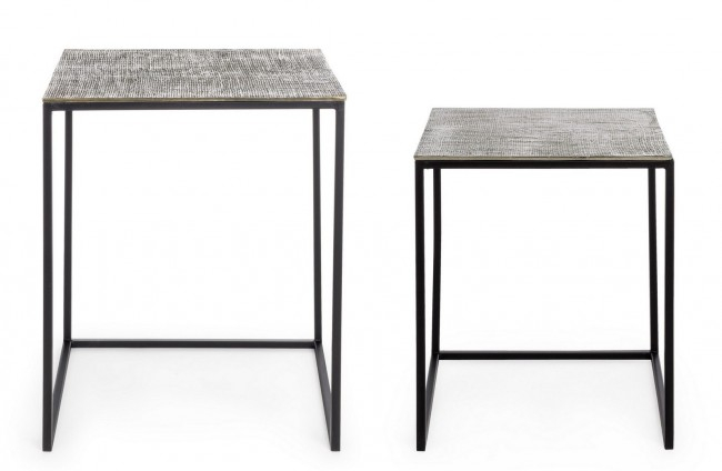 Set de 2 masute de cafea Tahir, Metal, Gri, 37/41x37/41x46/54 cm [3]