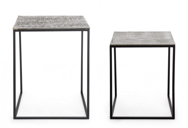 Set de 2 masute de cafea Tahir, Metal, Gri, 37/41x37/41x46/54 cm [4]