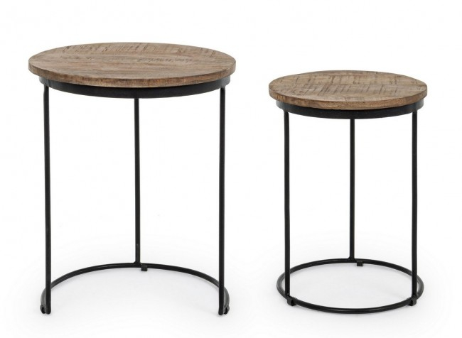 Set de 2 masute de cafea Walton, Lemn, Maro-Negru, 35/46x50/57 cm  [3]