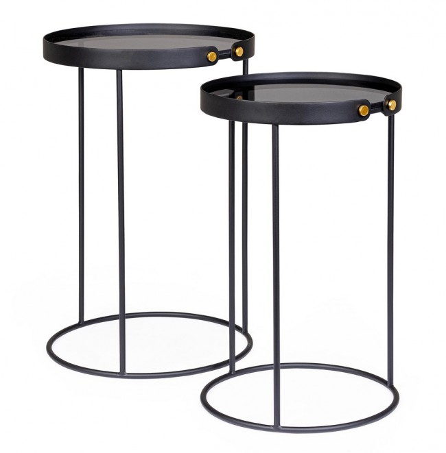 Set de 2 masute de cafea Zeina, Otel, Maro, 33/38x53.5/58.5 cm  [3]
