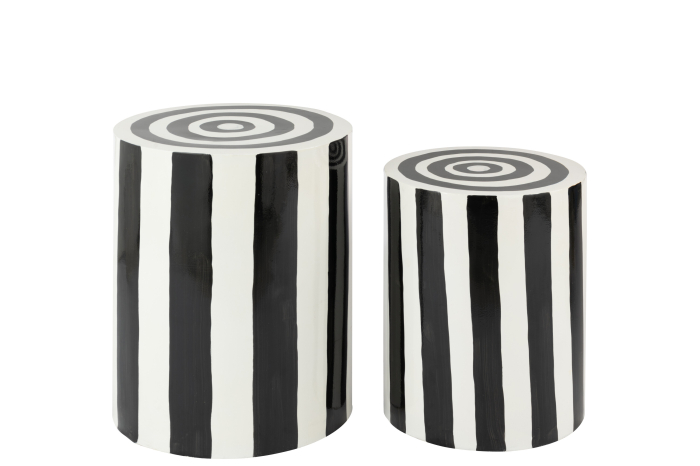 Set de 2 masute laterale cu dungi, negru/alb [3]