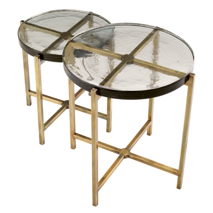 Set de 2 măsuțe laterale Haymann, finisaj din alamă cu aspect vintage [3]