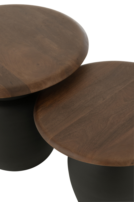 Set de 2 masute laterale ovale din metal, maro inchis [5]