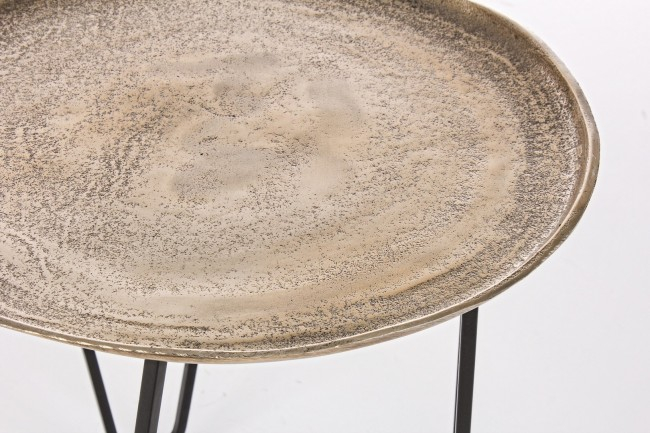 Set de 2 masute rotunde de cafea Amira, Aluminiu, Maro, 40/47x41/46 cm [4]