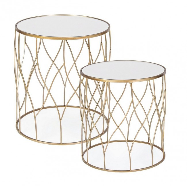 Set de 2 masute rotunde de cafea Elenor , Metal, Aramiu, 43/48x46/51 cm [3]