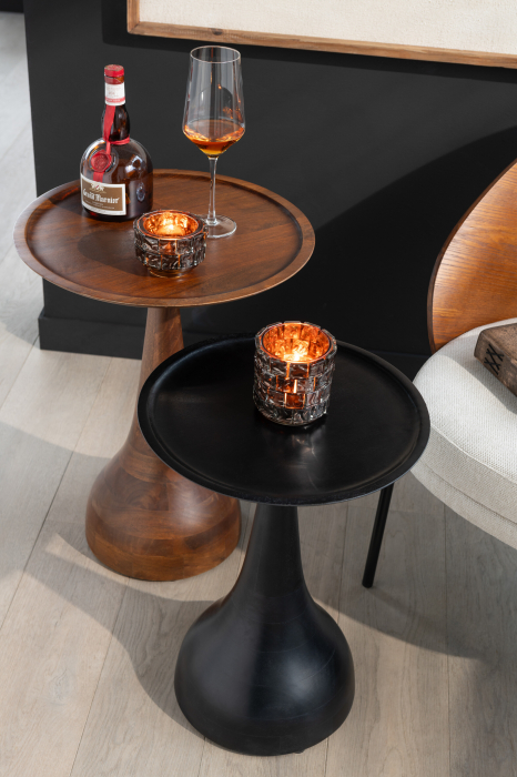 Set de 2 Mese Laterale Paro, Lemn de Mango, Maro/Negru [1]
