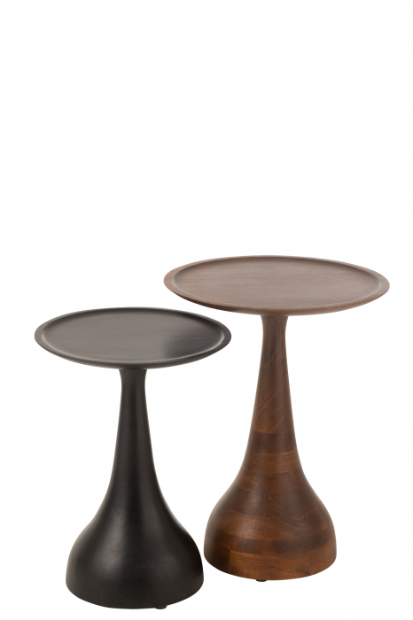 Set de 2 Mese Laterale Paro, Lemn de Mango, Maro/Negru [2]