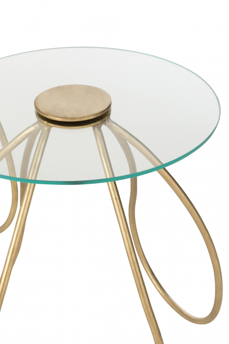 Set de 2 Mese laterale Rotunde, Metal/Sticla Auriu [3]