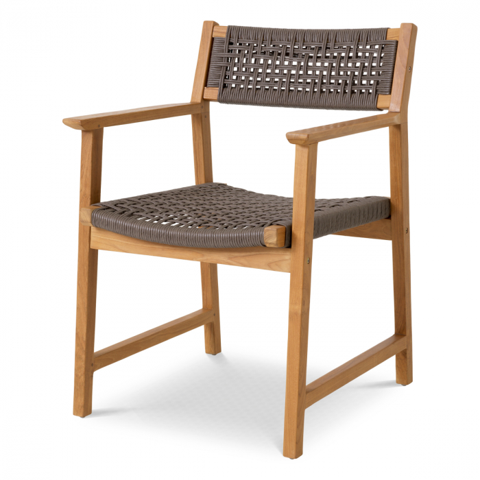 Set de 2 scaune de exterior Cancun din tec natur, Dims: W. 58 | D. 60 | H. 82 | SD. 47 | SH. 46 | AH. 64  (CM) [3]