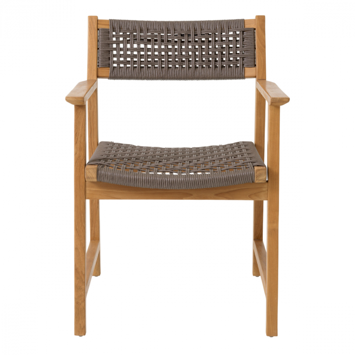 Set de 2 scaune de exterior Cancun din tec natur, Dims: W. 58 | D. 60 | H. 82 | SD. 47 | SH. 46 | AH. 64  (CM) [4]