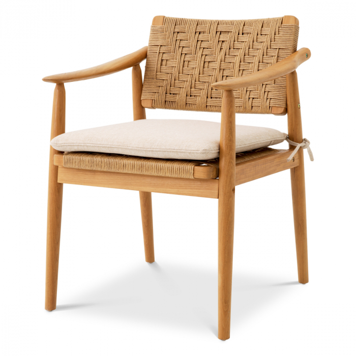 Set de 2 scaune de exterior Coral Bay din tec natur, Dims: W. 59.5 | D. 57.5 | H. 78.5 | SD. 48 | SH. 45 | AH. 64.5  (CM) [6]