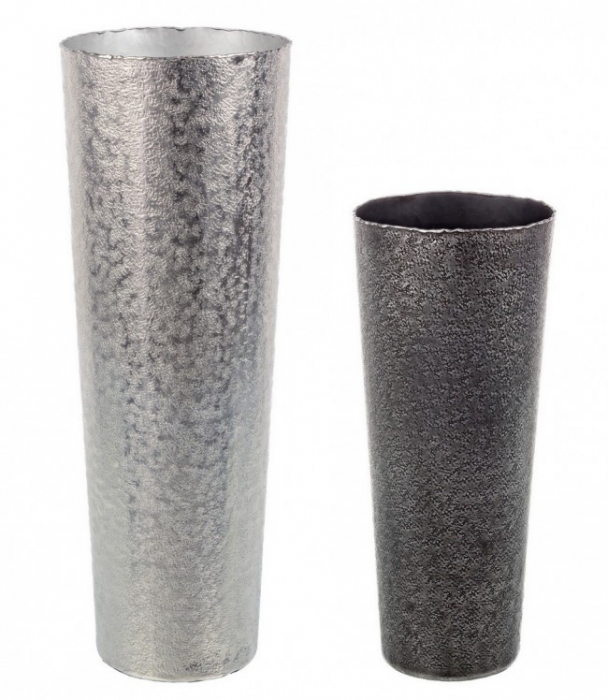 Set de 2 vaze Graceful, Aluminiu, Argintiu, 22 25x53 70 cm