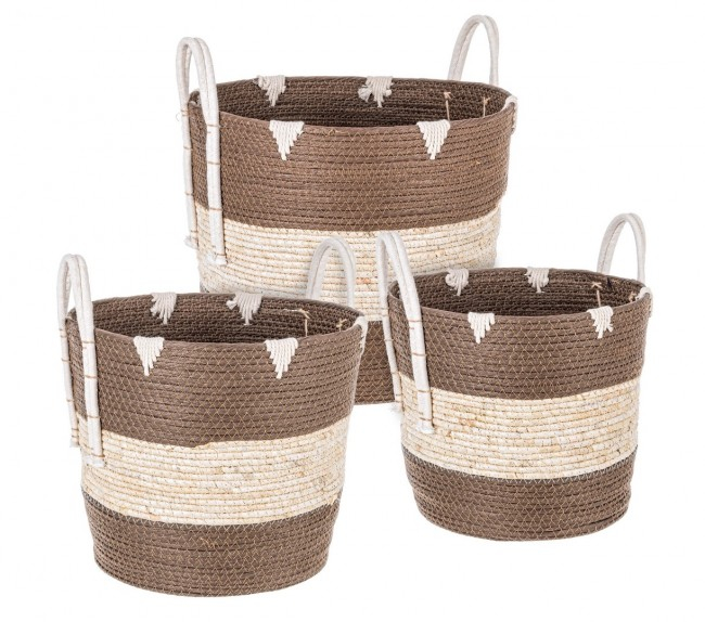 Set de 3 cosuri Thelma, Fibra naturala, Maro, 32/36/40x25/29/33x28/31/34 cm [2]