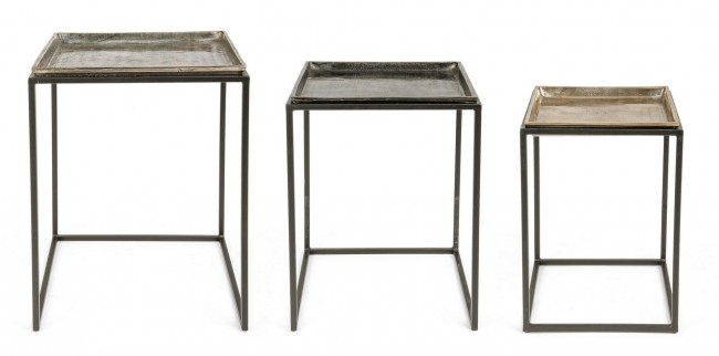 Set de 3 masute de cafea Amira, Aluminiu, Auriu, 30/35/40x30/35/40x45/50/55 cm  [3]
