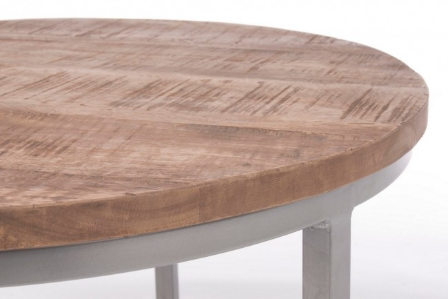 Set de 3 masute de cafea rotunde Narvik, Otel/Lemn de mango, Maro, 43/58/78x33/40/47 cm  [3]