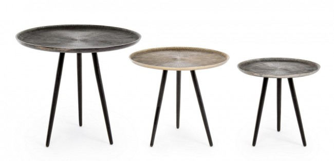 Set de 3 masute de cafea Tahin, Aluminiu, Auriu, 33/41/49x30/35/40 cm  [3]