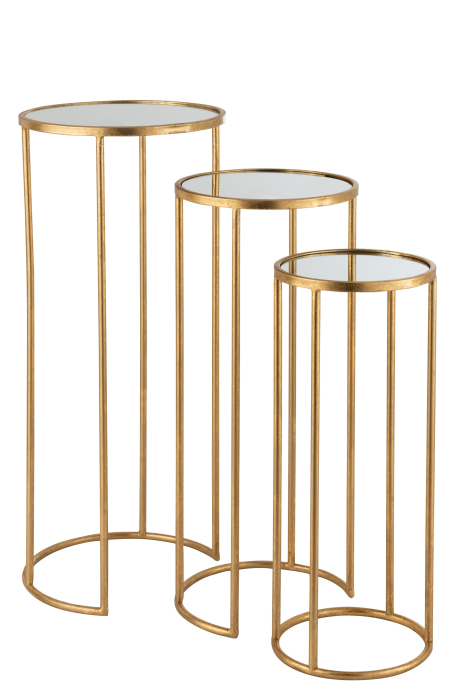 Set de 3 masute Leo, Metal, Auriu, 35.5x35.5x80.5 cm [1]