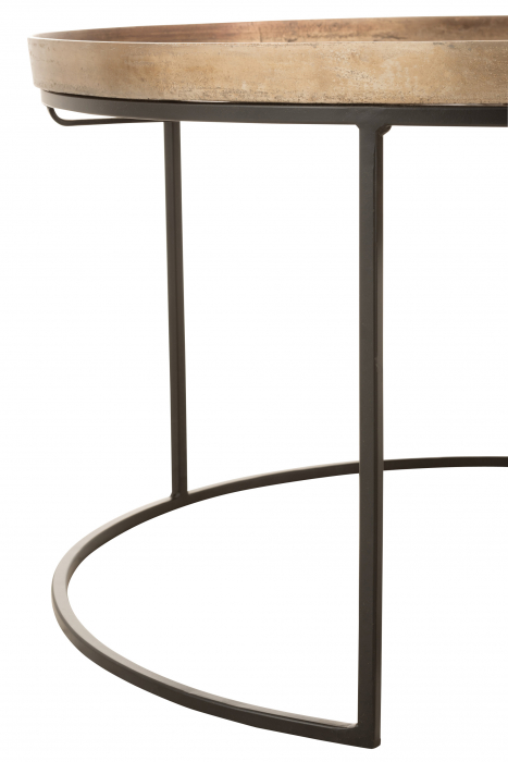 Set de 3 masute Round, Aluminiu, Maro/Negru, 78x78x48 cm [3]