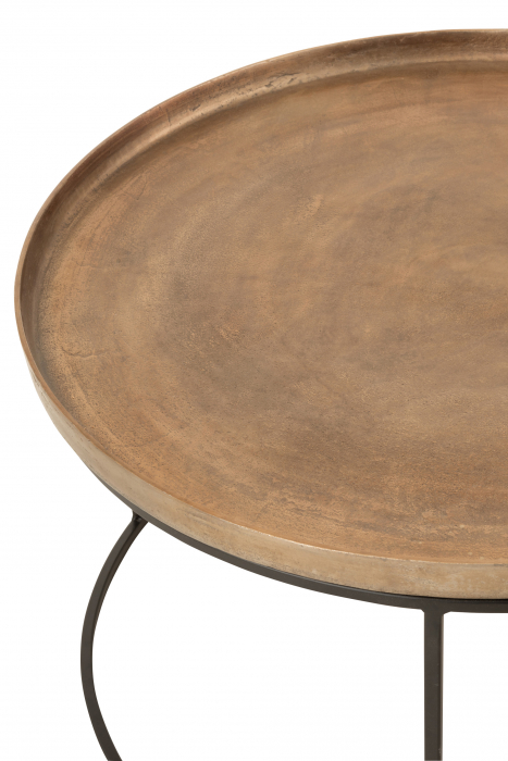 Set de 3 masute Round, Aluminiu, Maro/Negru, 78x78x48 cm [4]