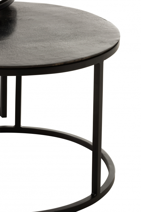 Set de 3 masute Round Oxidize, Aluminiu, Negru/Verde, 75x75x40.5 cm [3]