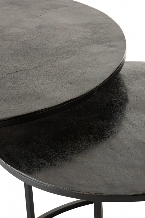 Set de 3 masute Round Oxidize, Aluminiu, Negru/Verde, 75x75x40.5 cm [4]