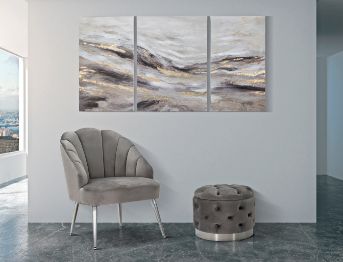 Set de 3 tablouri Monty, lemn de pin panza, multicolor, 45X2.7X80-60X2.7X80 cm lotusland.ro imagine 2022