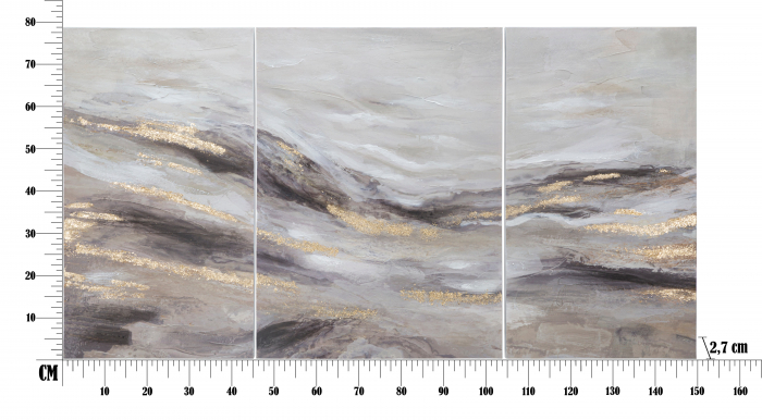 Set de 3 tablouri Monty, lemn de pin/panza, multicolor,  45X2.7X80-60X2.7X80 cm [3]