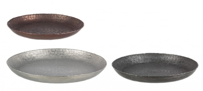 Set de 3 tavi Graceful, Aluminiu, Bronz Argintiu Negru, 35 40 45×4 4.5 5 cm 4.5