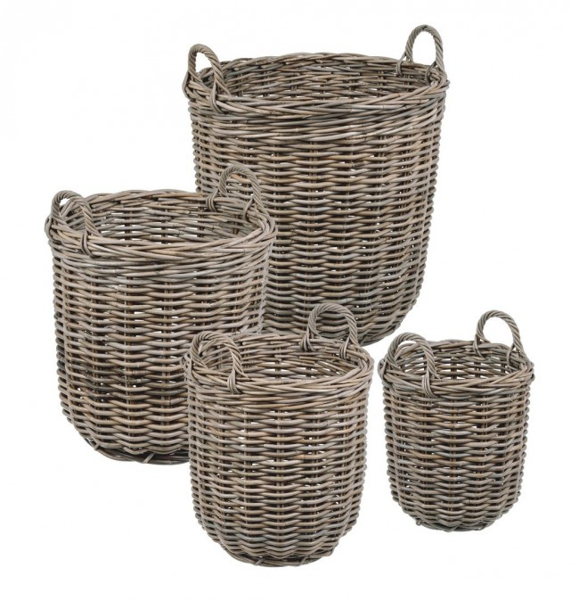 Set de 4 cosuri rotunde, Fibra Naturala, Maro, 30/38/45/53x34/40/46/52 cm [2]