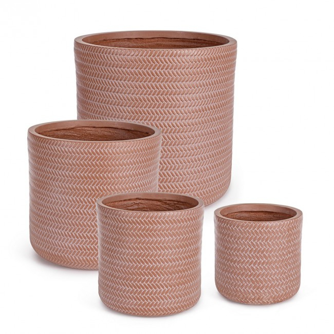 Set de 4 ghivece Tressage, Argila, Caramiziu, 24/30/36/43x24/30/36/43 cm [2]