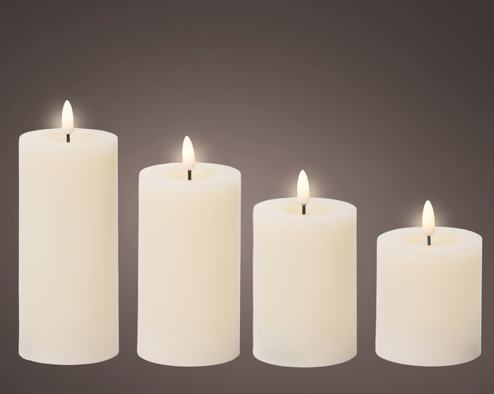 Set de 4, Lumanare tip pilon (LED), Ceara, crem, PU 4, H 15 cm, A. 7 cm [2]