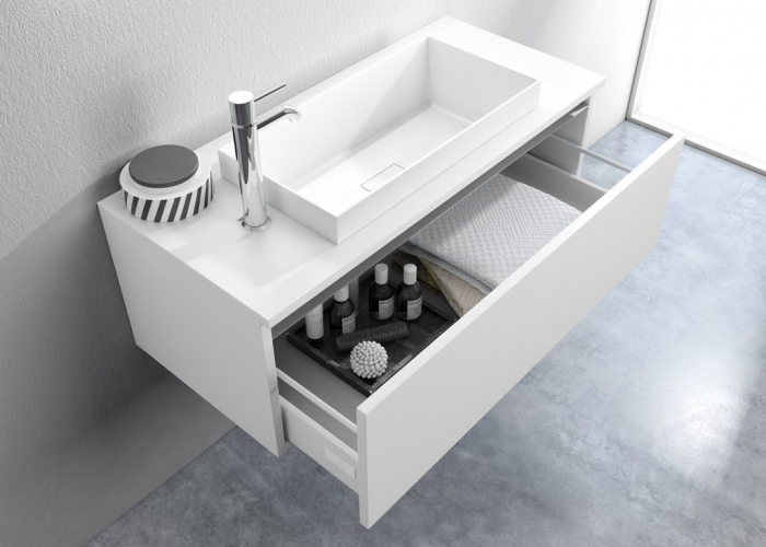 Set de baie cu 3 piese PERTH, Melamina/Aluminiu/Abs/Sticla/Rasina/Metal, Alb, 100x45x190 cm [2]