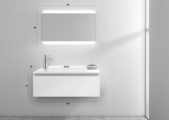 Set de baie cu 3 piese PERTH, Melamina/Aluminiu/Abs/Sticla/Rasina/Metal, Alb, 100x45x190 cm [4]